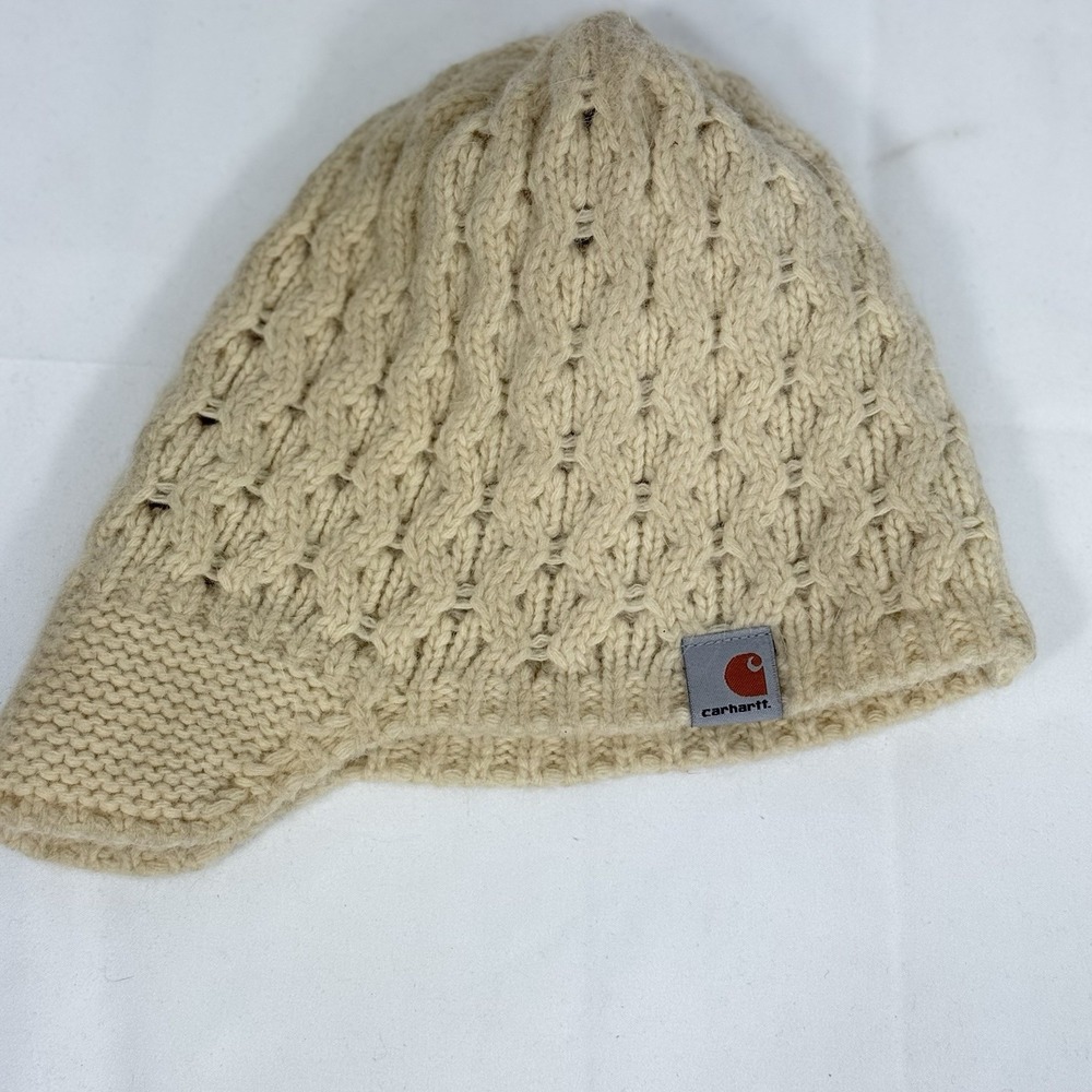 Carhartt Wool Angora Knit Brim Hat Beanie Cream One‎ Size Winter Outdoor Hipster